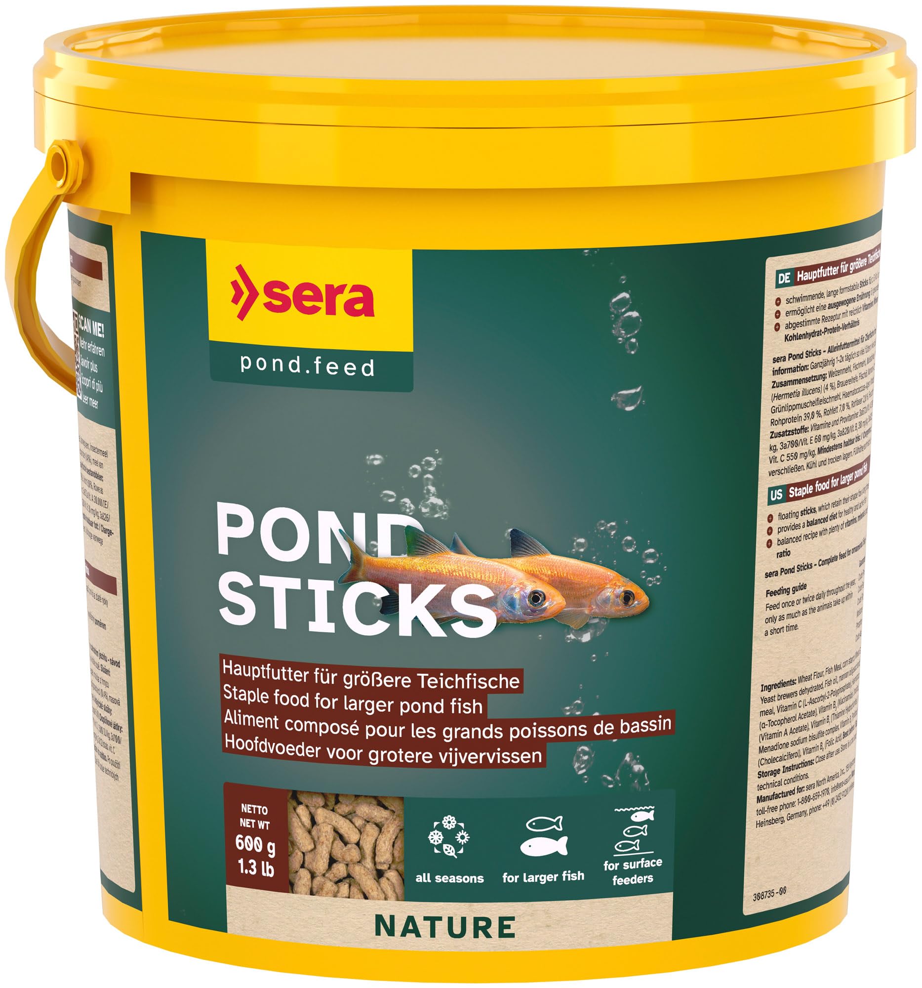 Sera Pond Biogranulat - 3800ML, Granulated Food For Pond Fishes, 7175, 4001942071758