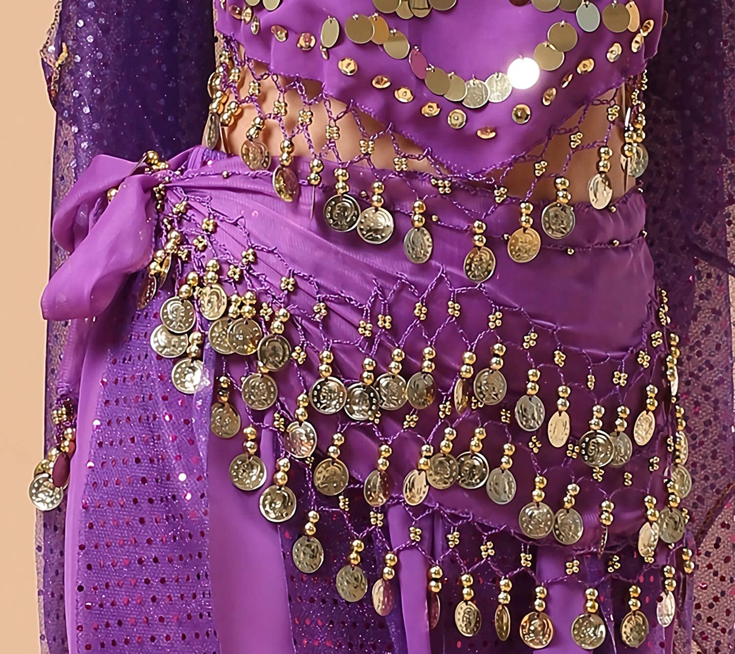 Carnavalife Pañuelo Danza del Vientre, Falda de Pañuelo con Monedas de Lentejuelas Brillantes, Cinturón Danza del Vientre Mujer