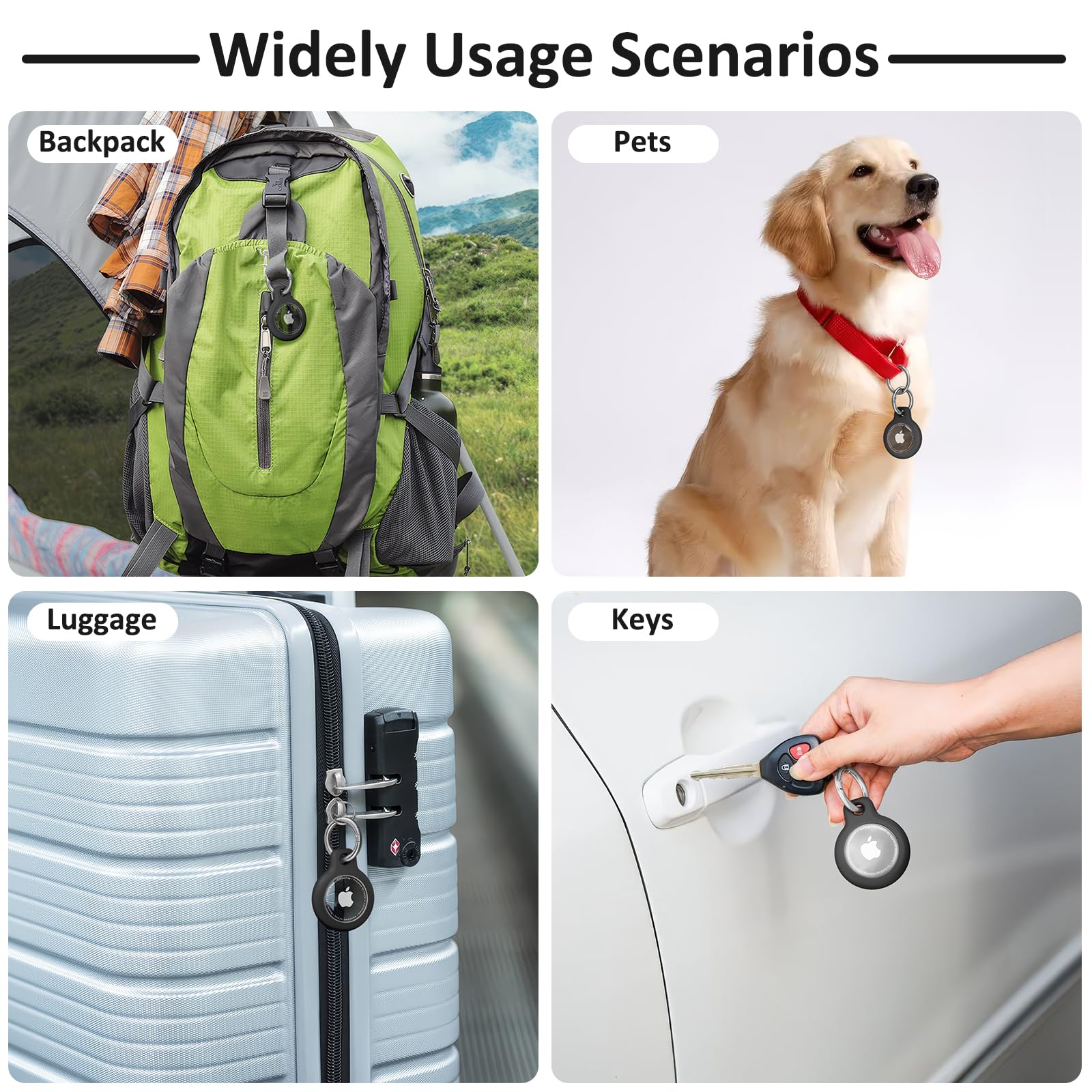 Wanme Airtag Porte Clé, Étuis pour Apple AirTag Coque, Protection Résistante à Scratch, Couvercle étanche, Maisons AirTag avec Couvercle Avant (Noir)