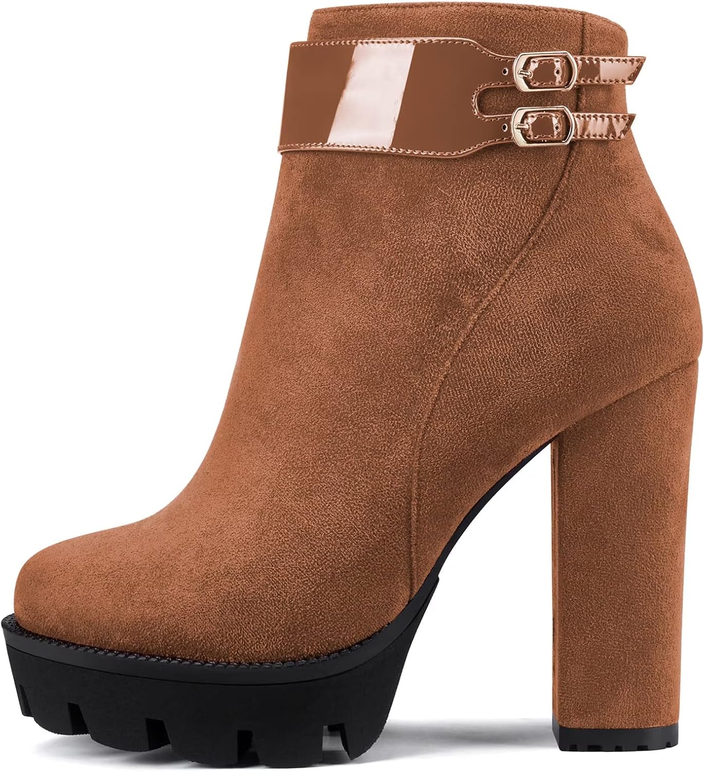 Castamere Women Chunky Block Platform High Heel Close Round Toe Ankle Boots Short Bootie Zipper Classic Boots