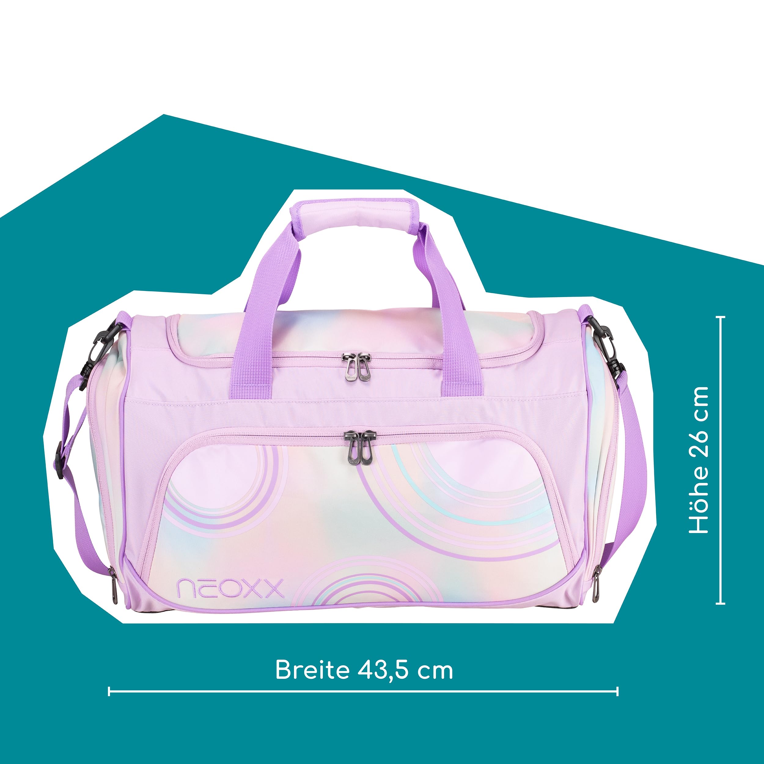 Neoxx - Move Candy Party torba sportowa – 25 l, duża komora główna, kieszeń na mokre powietrze, 2 uchwyty do noszenia, regulowany pasek na ramię, Candy Party, 43,5x26x24 cm, torba sportowa