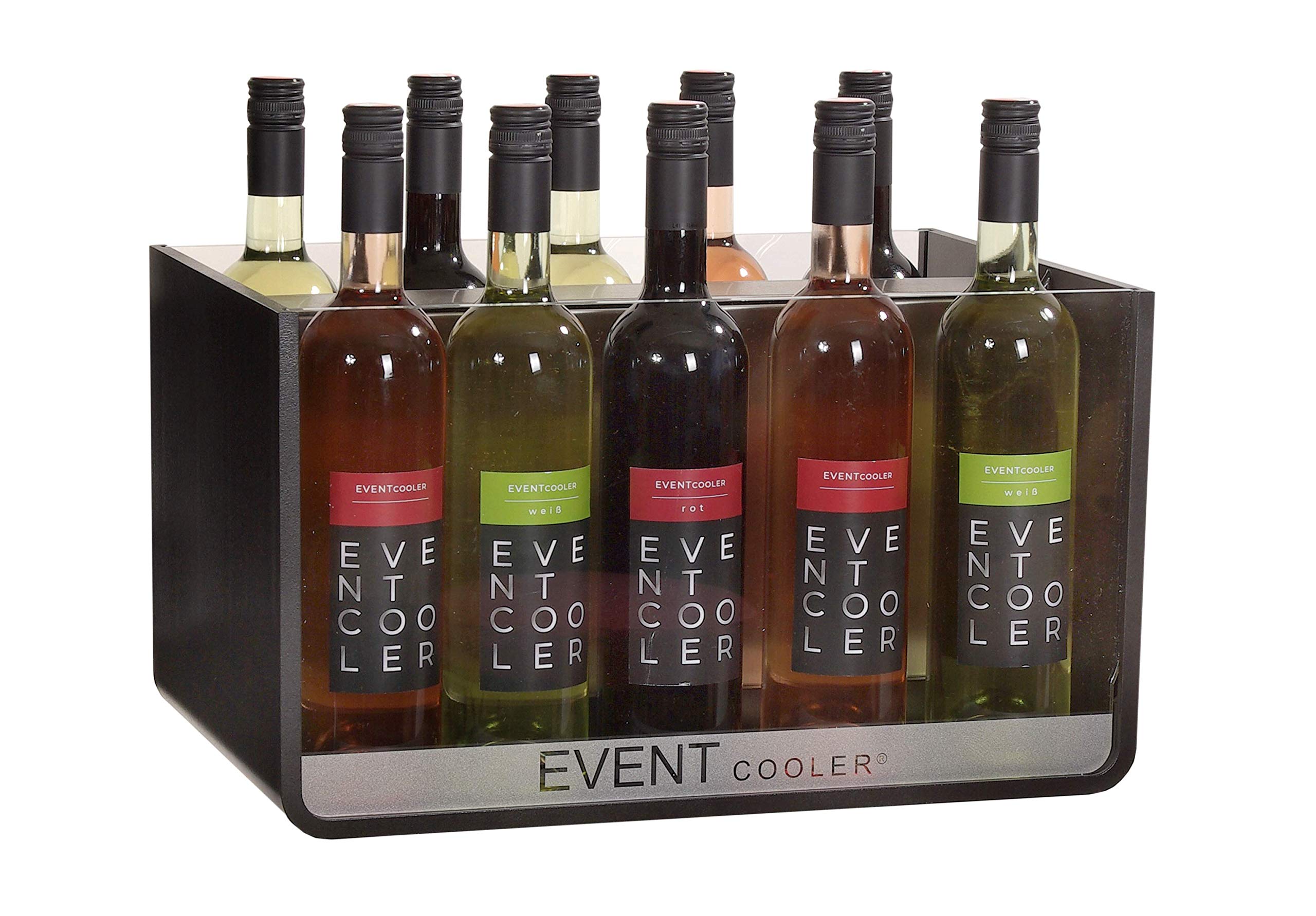 EVENT COOLER VARIO 10, doppeltes Sichtfenster, stromloser Weinkhler, Flaschenkhler - schwarz