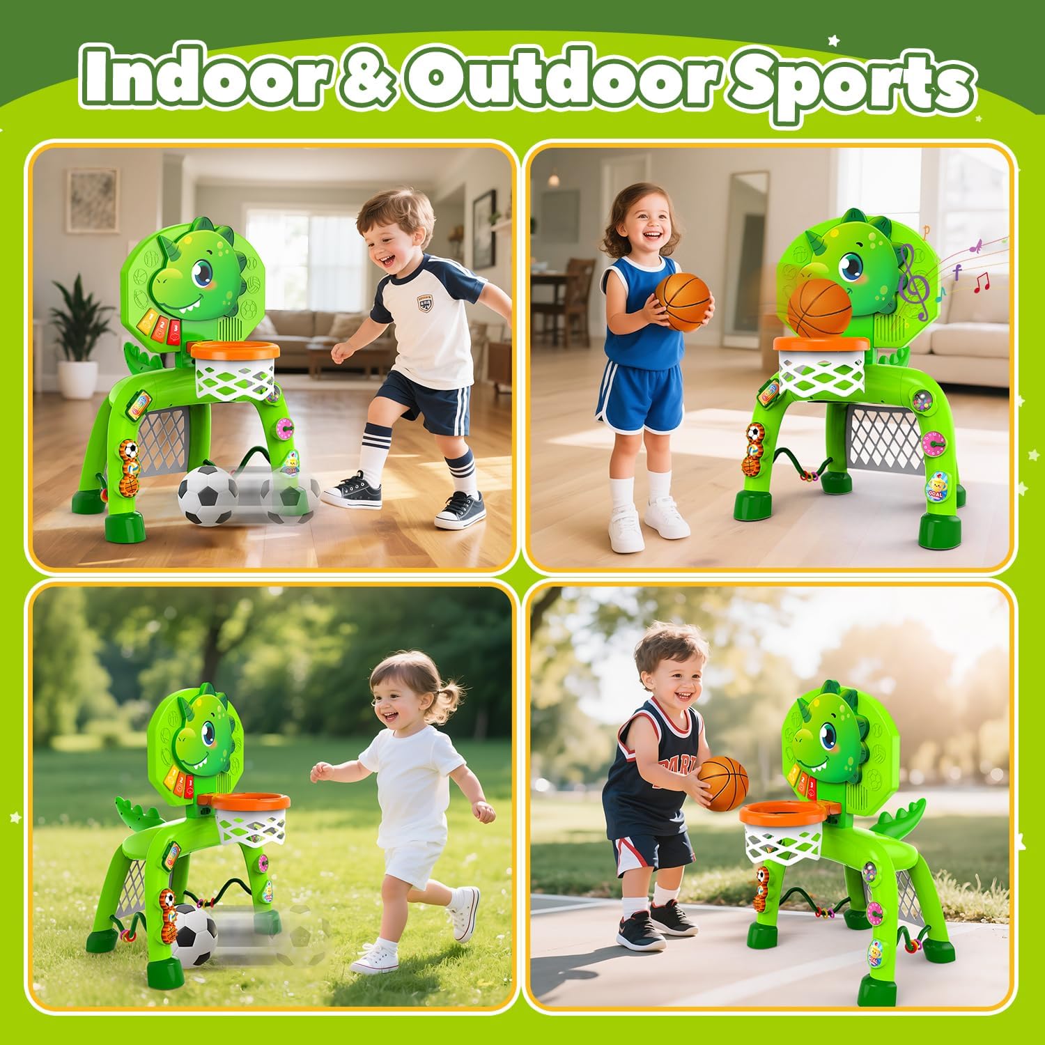 Toddler Basketball Hoop & Soccer Goal, Toys for 1 2 3 Year Old Boys, Kids Sports Toy with Light Sound Music, Toys for Baby 12-16-18 Months, Christmas Birthday Gifts for Ages 1-3