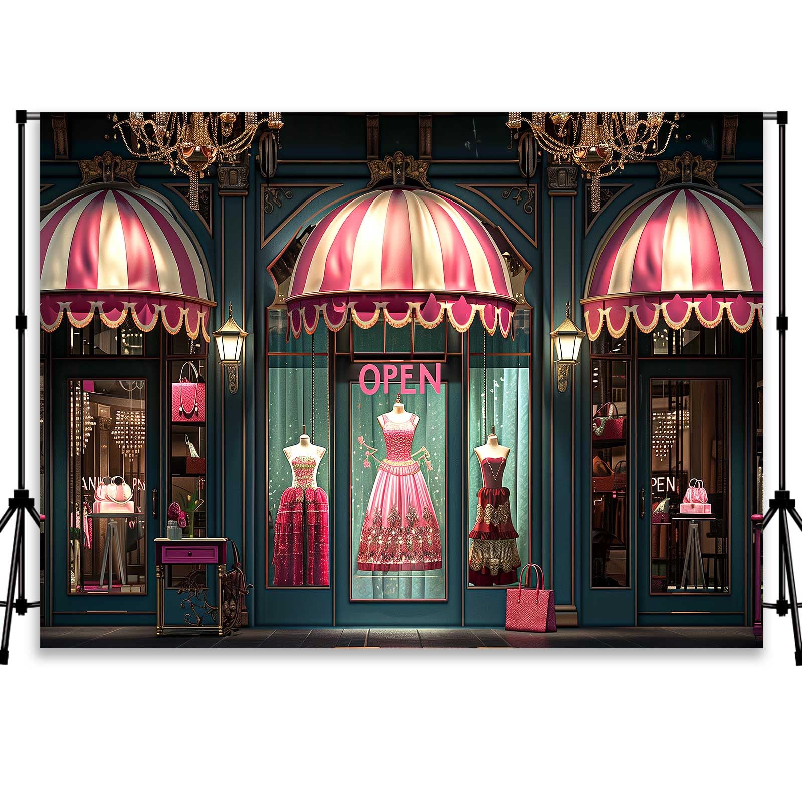 QICAIYUN 7x5ft Princess Closet Store Backdrop Clothing Store Window Display Backdrop Clothing Shop Background for Girls Birthday Party Decoration