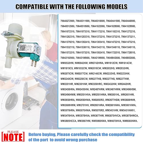 Miniatura 5 de 5220FR2006H Válvula de entrada de agua de lavadora para LGKenmore Lavadora Válvula de agua caliente Asamblea Piezas de repuesto 1268123 5220FR2006L
