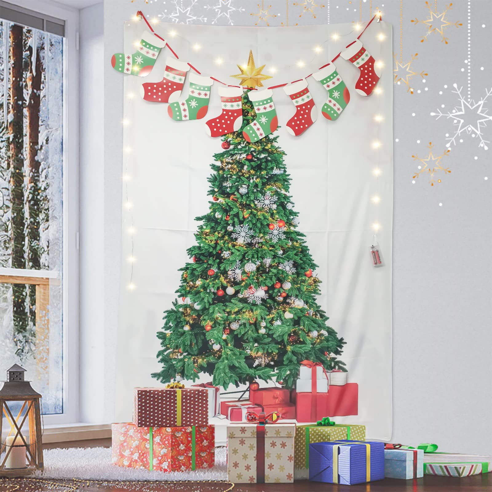 Amazon | LEISURE CLUB クリスマスツリー タペストリー led クリスマス