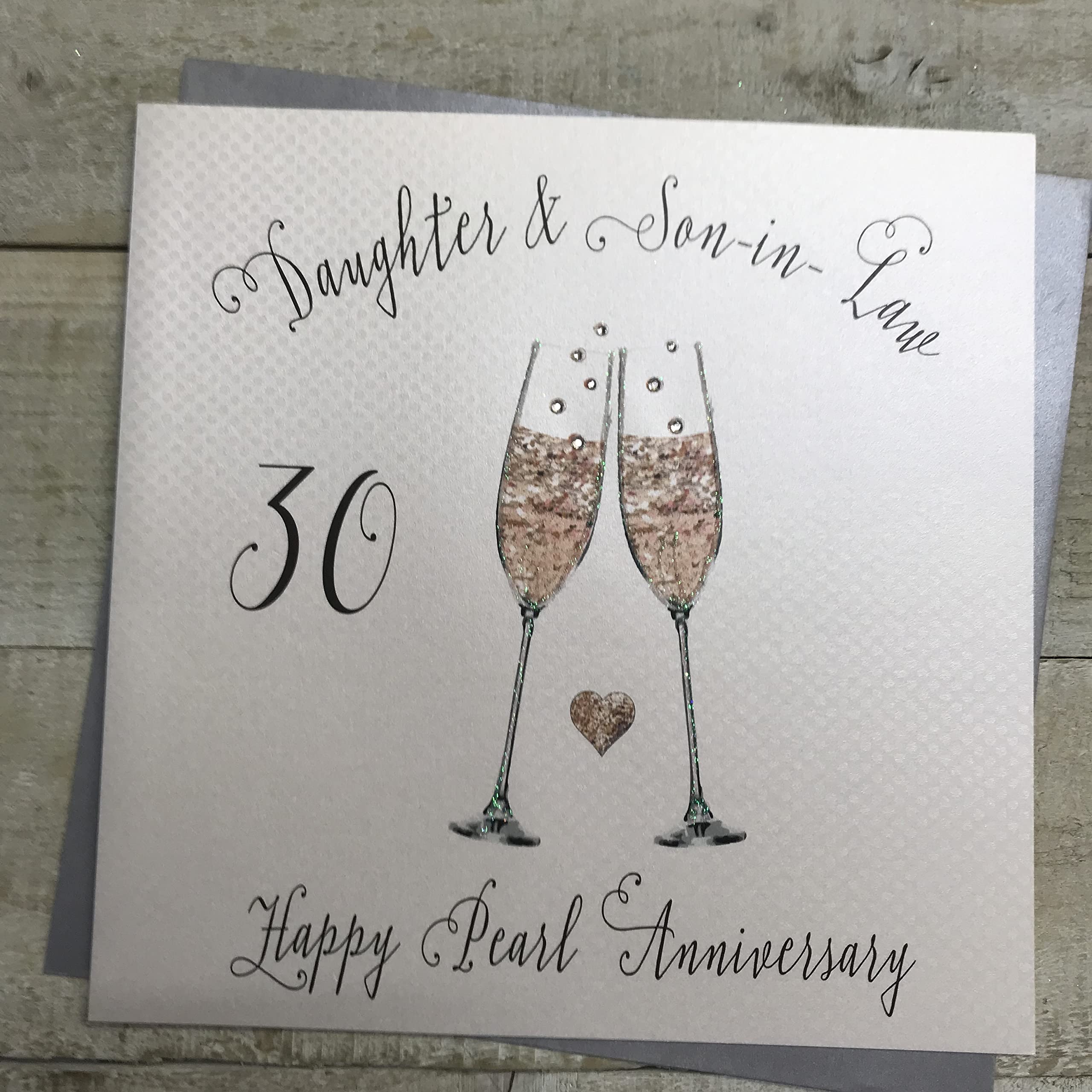 Daughter & Son-in-Law 30th Anniversary Card Pearl Wedding Flutes by White Cotton Cards XSS260-30