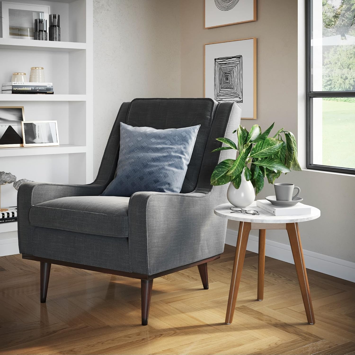 Nathan James Amalia Solid Wood Legs Accent End or Side Table, Dark Brown