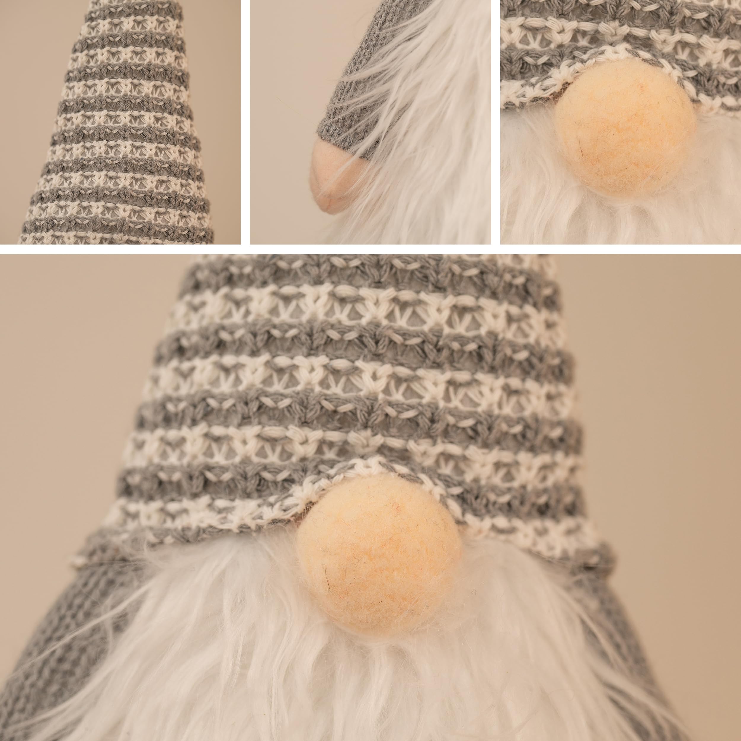 Valery Madelyn Décoration de sommet de sapin de Noël, nain nodique avec étoile grise et blanche de 41,9 cm, avec 3 lumières LED chaudes, boîte à piles minuteur (piles non incluses), parfait pour un