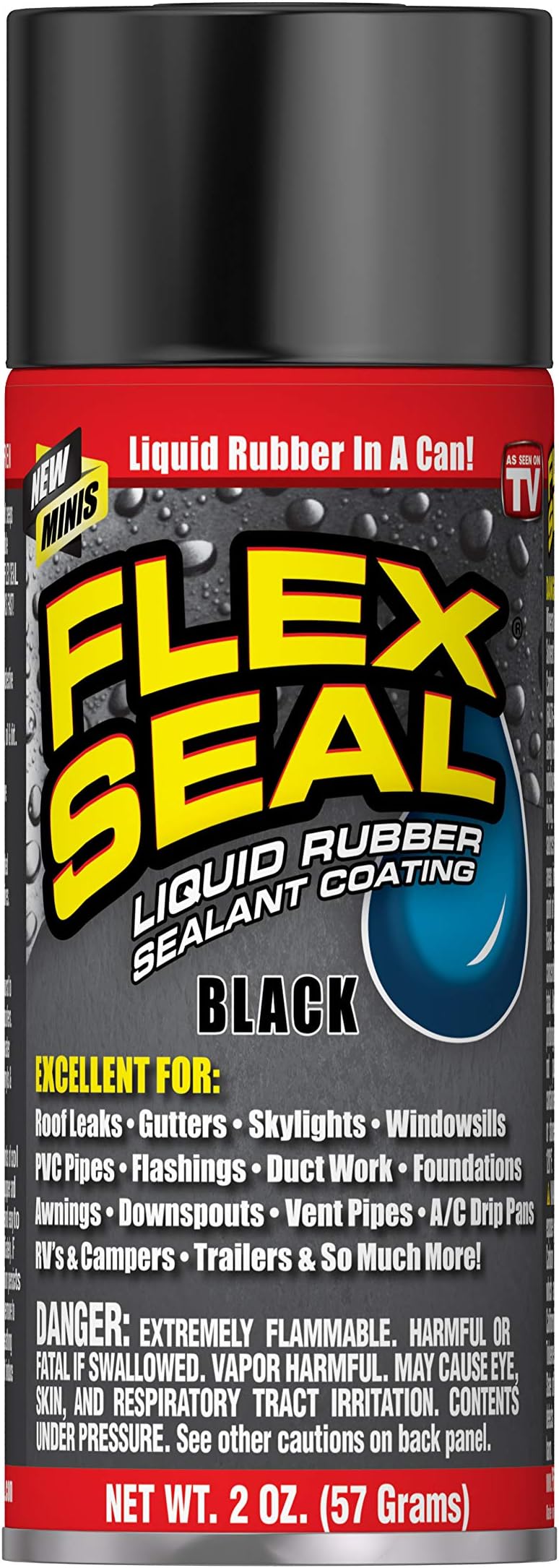 Mini, Black, Stop Leaks Instantly, Waterproof Rubber Spray On Sealant Coating, Travel Size, Perfect for Gutters, Wood, RV, Campers, Roof Repair, Skylights, Windows, and More