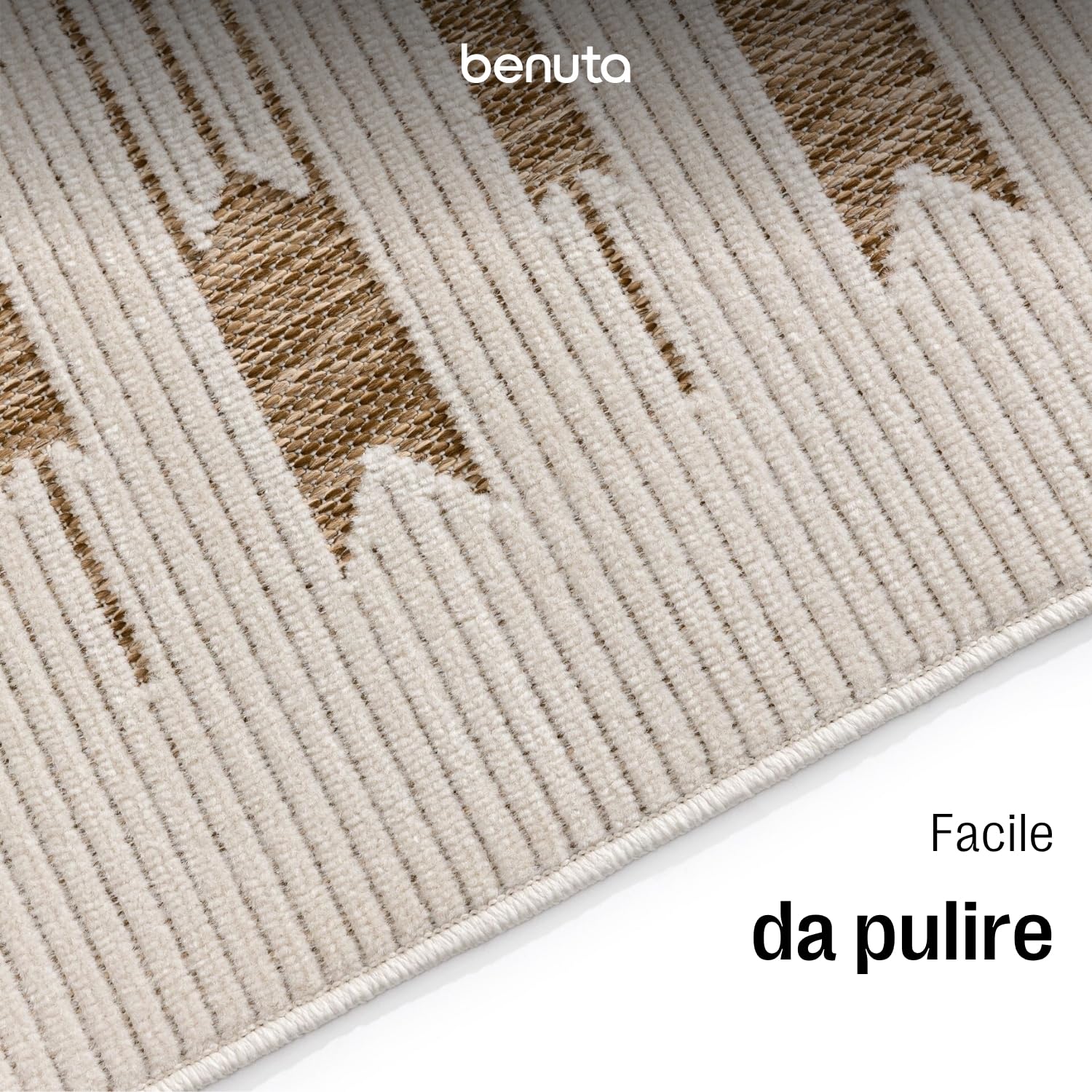 benuta Basic Tappeto Esterno & Interno Kaleo - Beige 200x300 cm - Motivi Geometrico - Impermeabile & Resistente ai raggi UV per Balcone, Terrazza, Giardino, Cucina & Soggiorno - Facile da Pulire