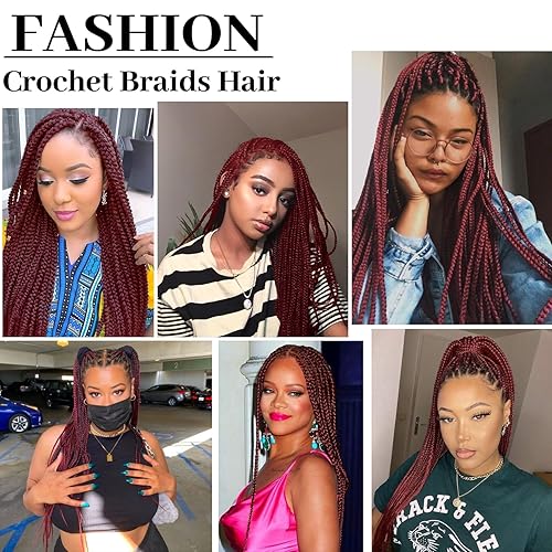 Miniatura 6 de Trenzas de ganchillo, trenzas de cabello preenlazado, 7 paquetes de cabello sintético pequeño de trenzas de ganchillo para mujeres negras, trenzas