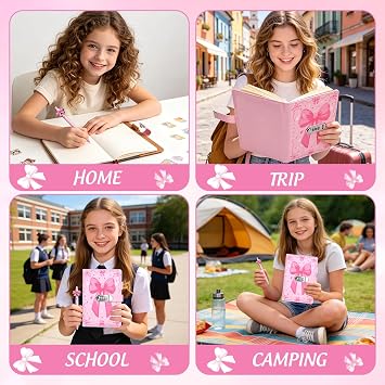 Diary with Lock for Girls Teenager,Pink Secret Diary Set with Bracelet Pen Bookmark Pencil Case,200 Pages Kids Journal with Lock,Back to School Birthday Gifts for 6 7 8 9 10 11 12 13 14 Year Old Girls