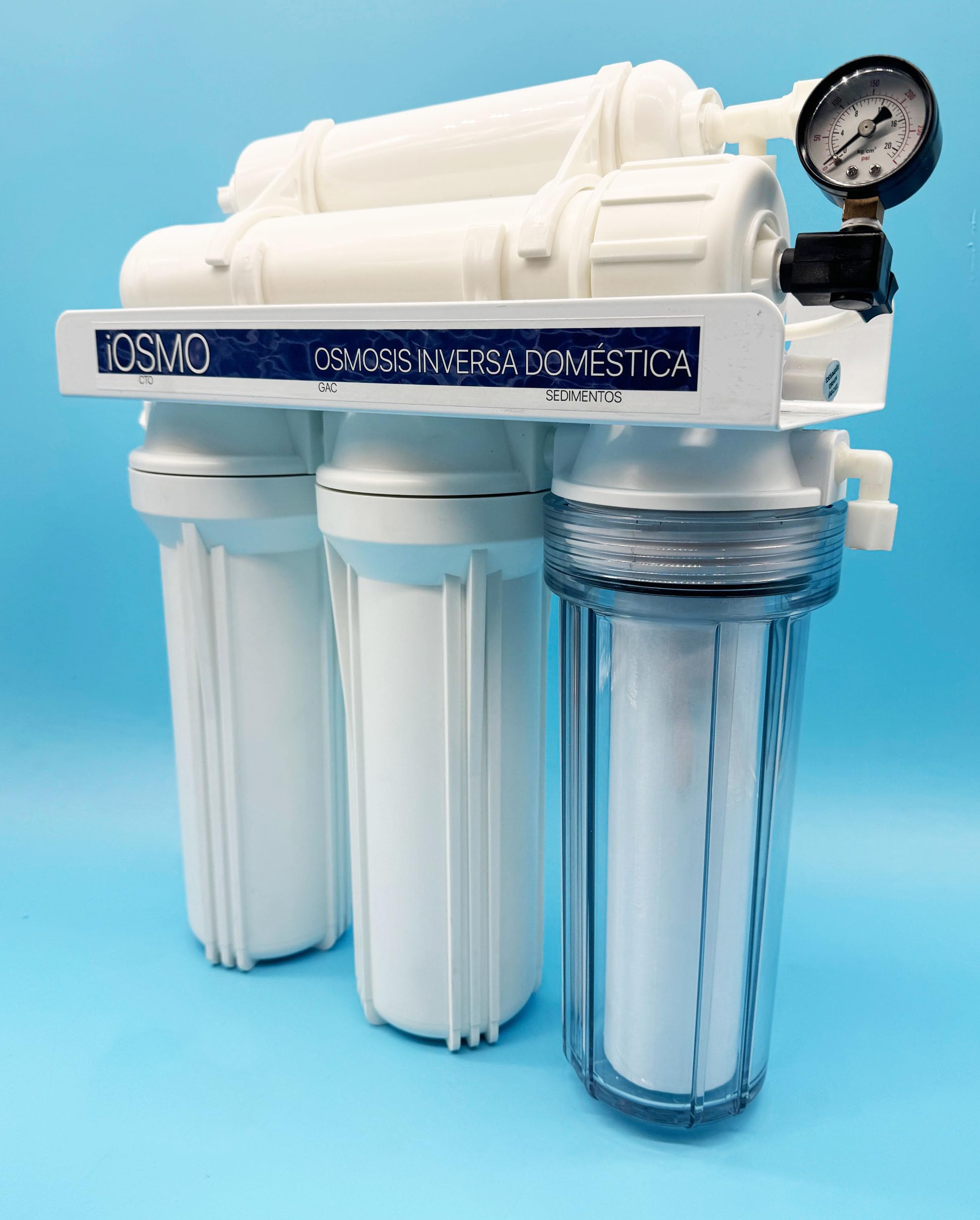 Equipo de Ósmosis Inversa Domestica iOSMO | Ósmosis Inversa 5 Etapas + 2 Recambio Filtros | Filtros y Membrana Universales | Diseño Exclusivo para iFONT (Fabricante: Hidro-Water S.L)