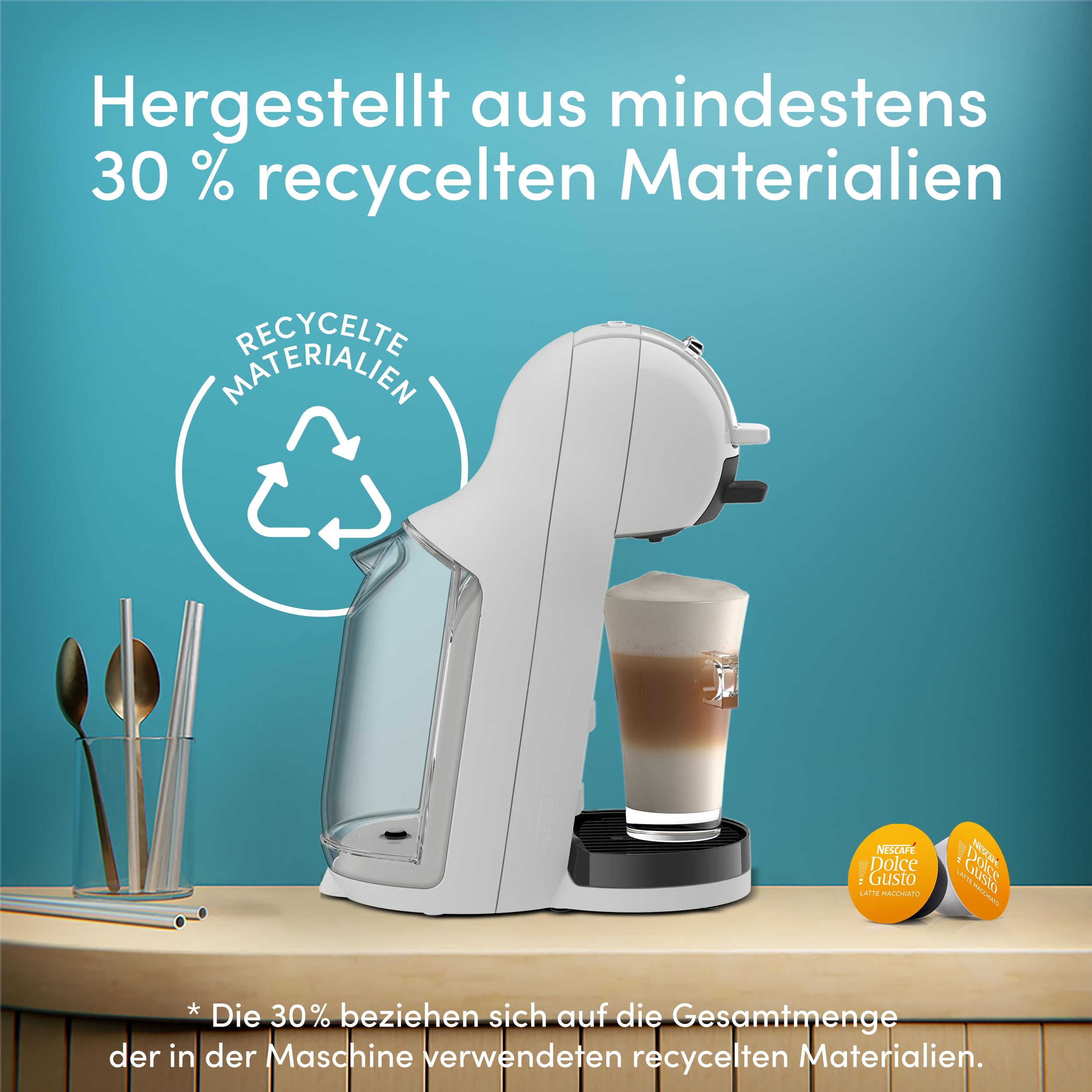 NESCAFÉ Dolce Gusto Mini Me 2 Kapselmaschine von KRUPS, automatische Kaffeezubereitung, 15 Bar Druck, Temperaturkontrolle, 0.8 L Wassertank, Energiesparmodus 1 Minute, Heiss & Kalt, Arctic Grey