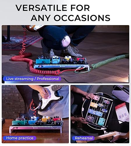 Miniatura 7 de Vangoa Pedalera de guitarra con fuente de alimentación aislada, PD-M aluminio de una pieza doblada portátil plegable con bolsa estilo mochila