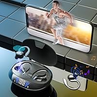 Bluetooth イヤホン 耳掛け式 ワイヤレス イヤホン 最大32時間連続再生 Bluetooth 5.0 ソフトイヤフック 落ちない フィット感 スポーツイヤホン 超軽量痛み無し IPX5防水 3D HIFIステレオサウンド...