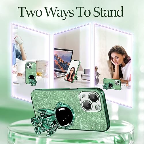 Miniatura 3 de Buleens Funda transparente para iPhone 13 con papel brillante y soporte de astronauta para iPhone 13, para mujeres y niñas, color negro