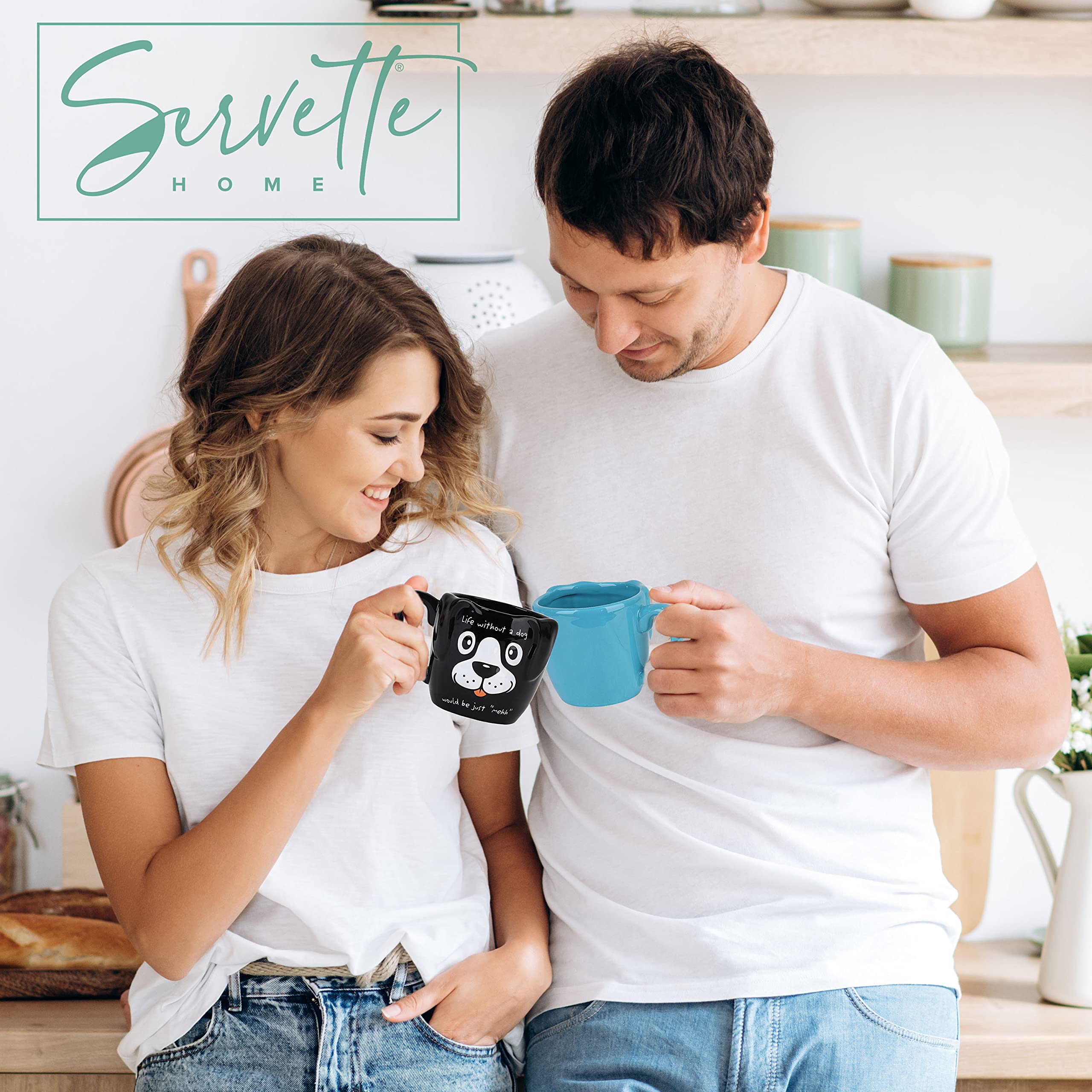 Servette Home Tazza In Ceramica A Forma Di Cane – 240 Ml – Regalo Per Amanti Degli Animali