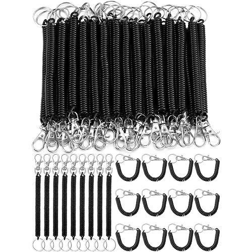 50/100 Pcs Retractable Spring Coil Keychain Bulk