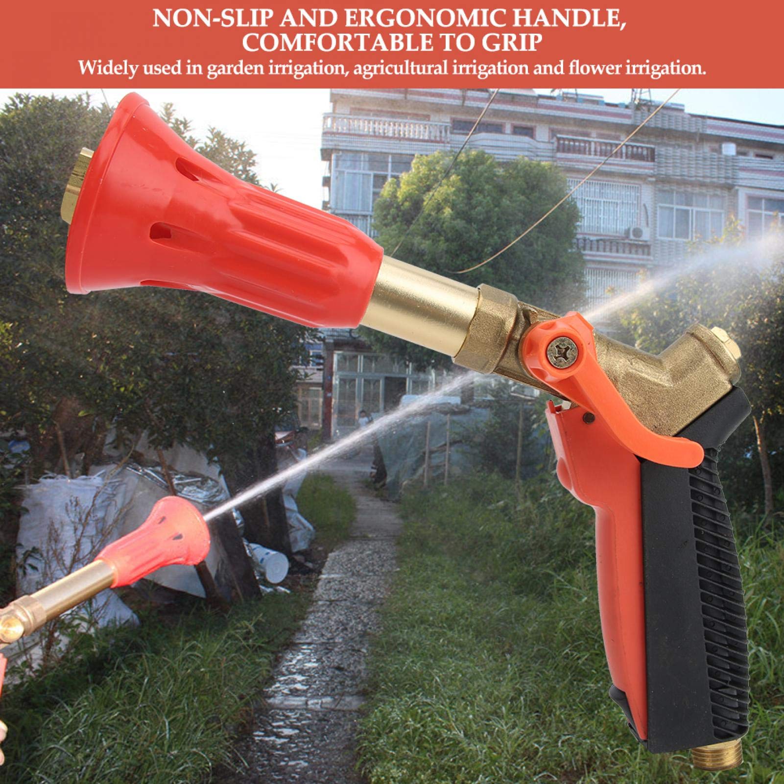 Boquilla para manguera de jardín, pistola rociadora de metal 100% resistente con boquilla de latón completa, rociador de agarre de manguera de alta presión para plantas de riego, lavado de autos y duc