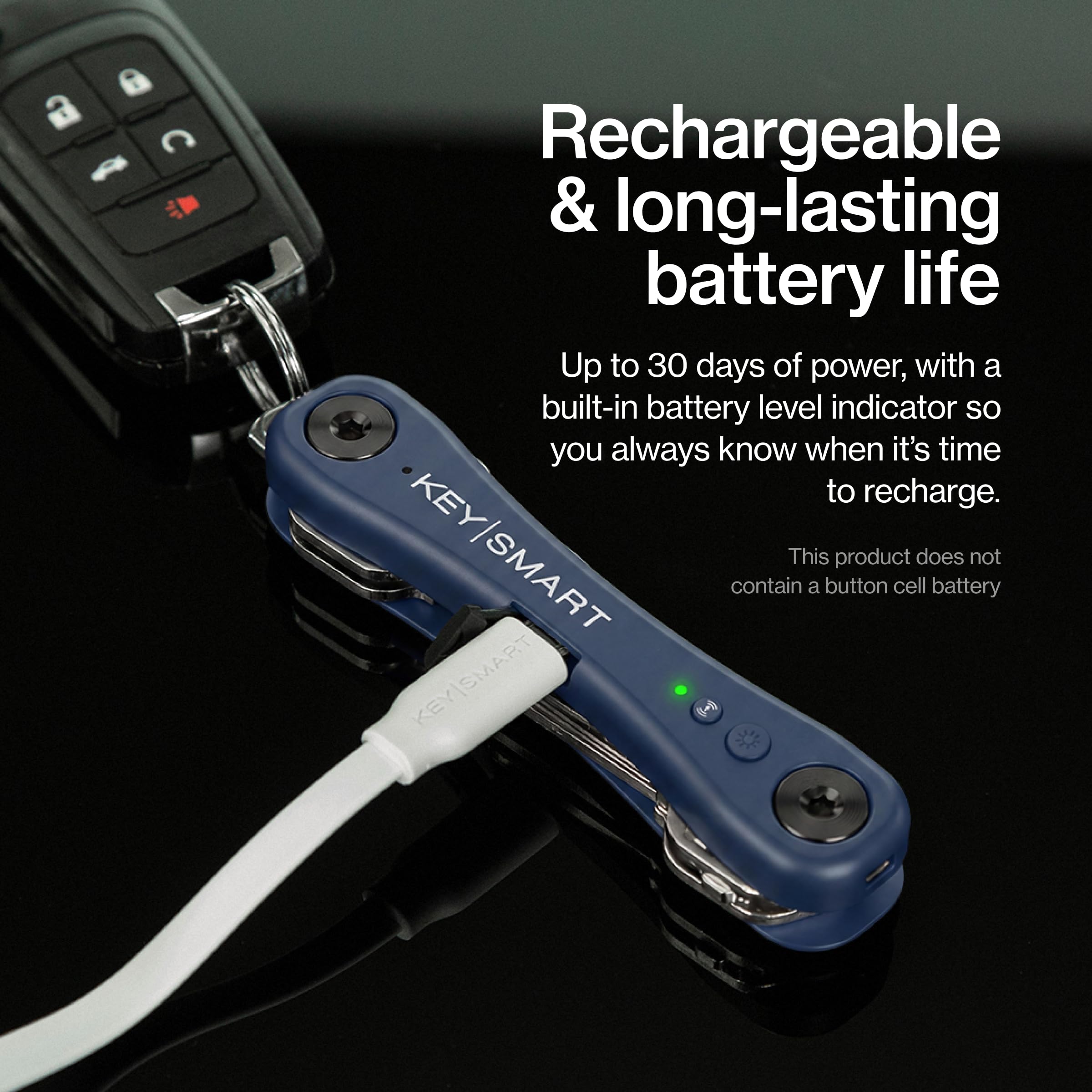KeySmart iPro - Localizador de llaves con sonido, llavero compatible con Apple Find My App, organizador de llaves, rastreador compacto sin desorden, regalos tecnológicos para hombres (hasta 14 llaves