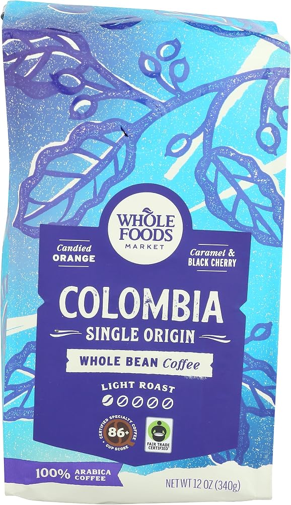 Whole Foods Market, Coffee Columbia Whole Bean, 12 Ounce