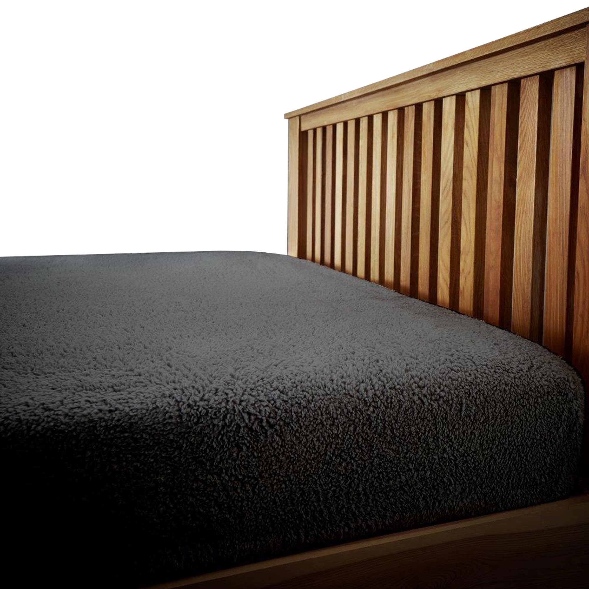Velvetio Charcoal Easy Care Teddy Bear Deep Fitted Sheet, Super Soft Thermal Warm Fleece Bedsheet, Hypoallergenic Cuddle & Fluffy Bed Linen, Single Size Bedset,