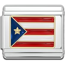 Fablinks Italian Bracelet Charms, 9mm Stainless Steel Flag Charm Link Jewelry for Women, Ethnic Pride Country Flags Enamel Links for Men