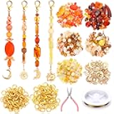 Ferreve 30 Set Sun and Moon Keychain Making Kit for Women DIY Celestial Gold Charm Boho Craft Make Your Own Keychain Kit Bead with 30 Lobster Clasp 60 Jump Ring Plier for Bag Gift Beginner Adult