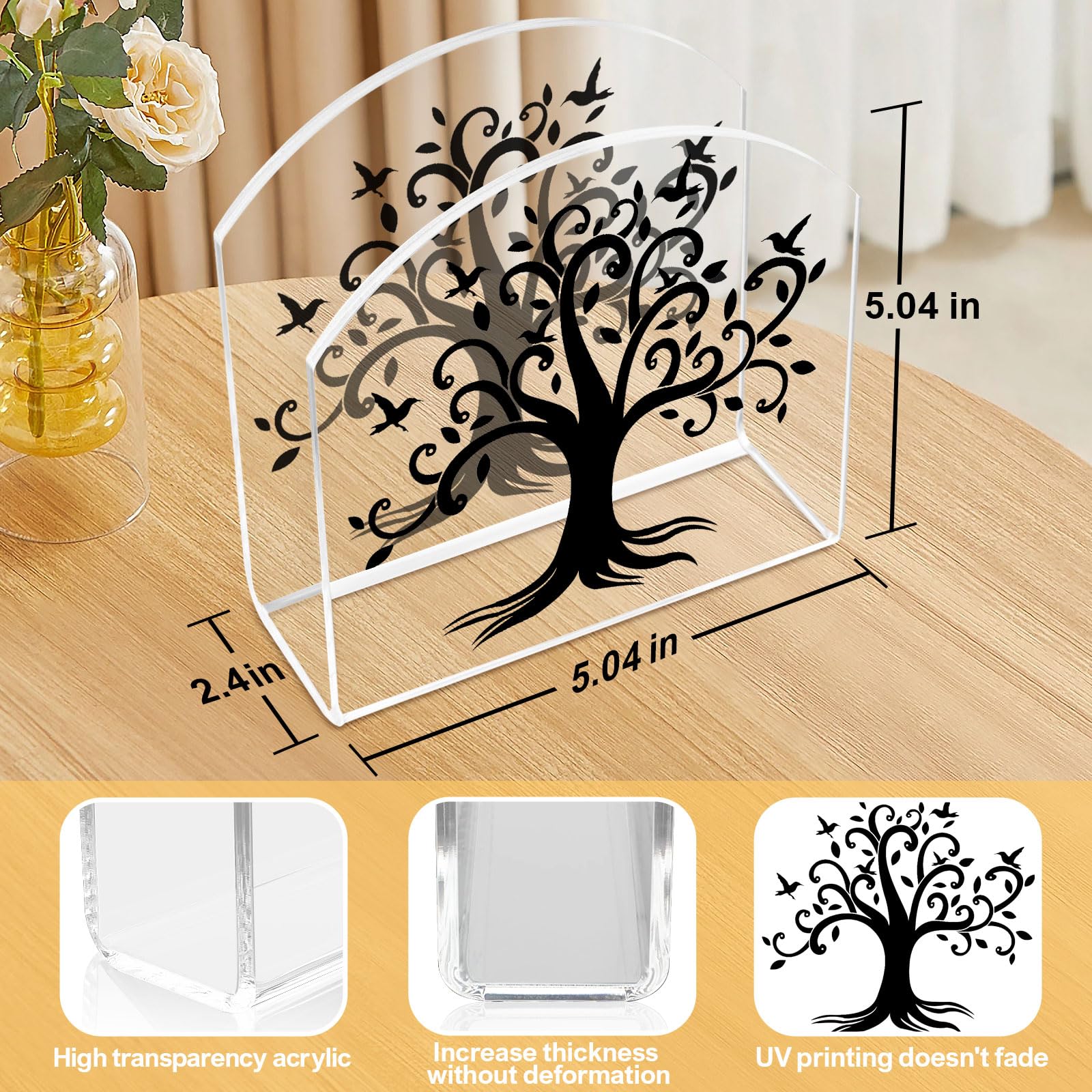 Paquete de 2 servilleteros de acrílico transparente con patrones de diseñador, dispensador de mesa vertical moderno para servilletas de papel de cóctel de 5 x 5 pulgadas, se adapta al comedor, cocina