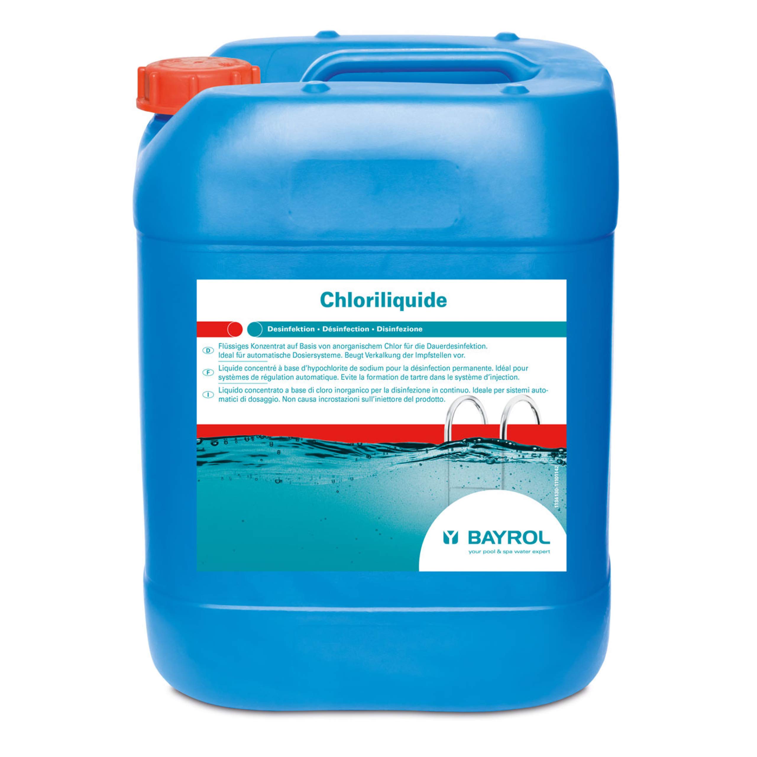 BAYROL Chloriliquide 20 L - Flüssigchlor zur Dauerdesinfektion von Poolwasser - ideal für automatische Dosiersysteme - hochwertiges flüssiges Konzentrat Basis von anorganischem Chlor