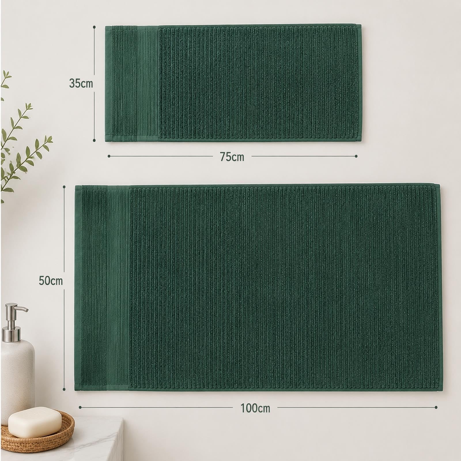 Set Asciugamani 2 Pezzi Grande e Medio Asciugamano Bagno Cotone Morbido