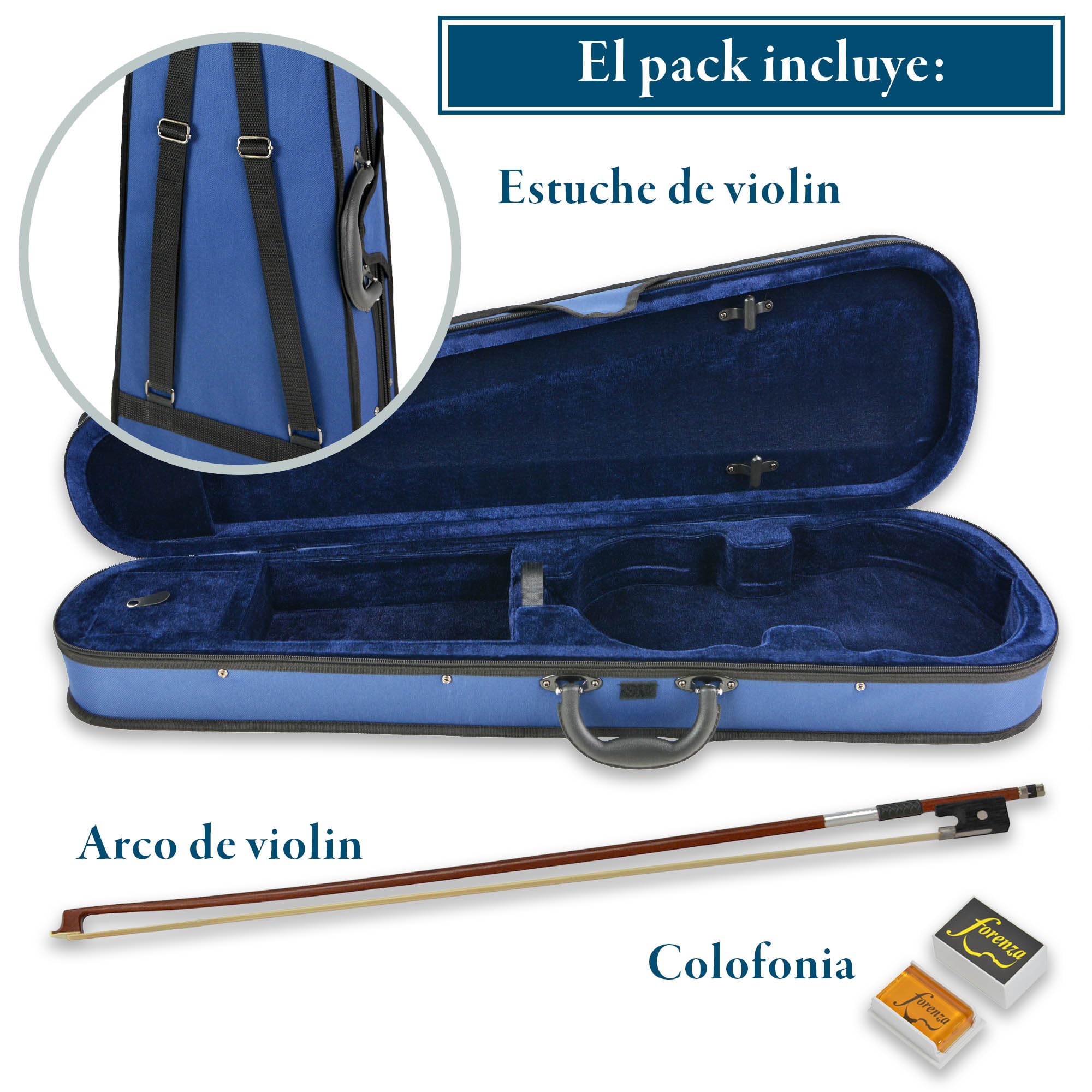 Forenza Prima, Conjunto De Violín De Tamaño 1/2 Con Diapasón De Madera Dura, Clavijas De Ébano, Estuche Rígido Liviano, Arco De Madera, Colofonia, Cuerdas Con Núcleo De Acero