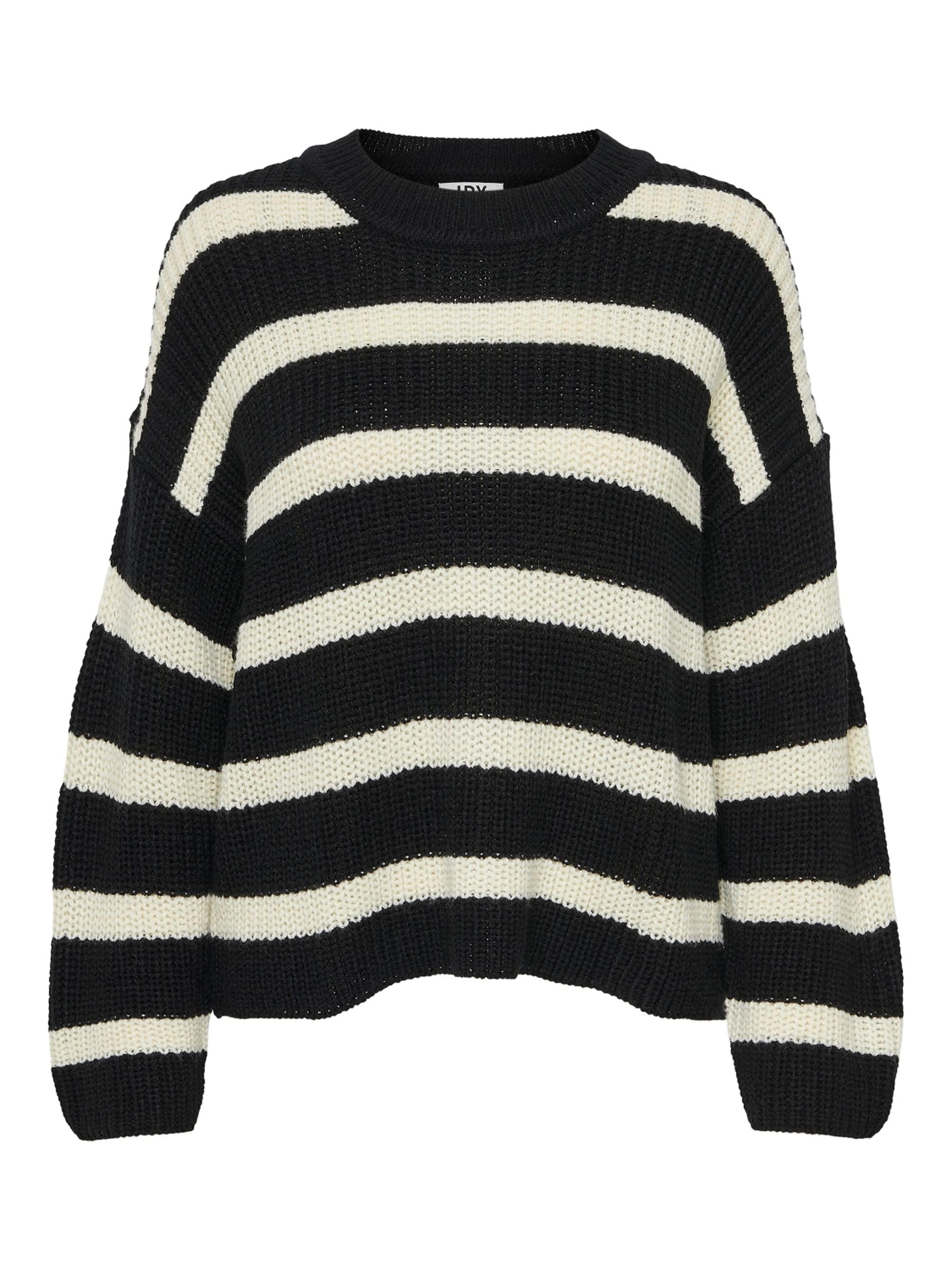 JdY Women's Jdyjusty L/S Stripe KNT Noos Knitted Jumper, Black/Stripes: Eggnog, XL