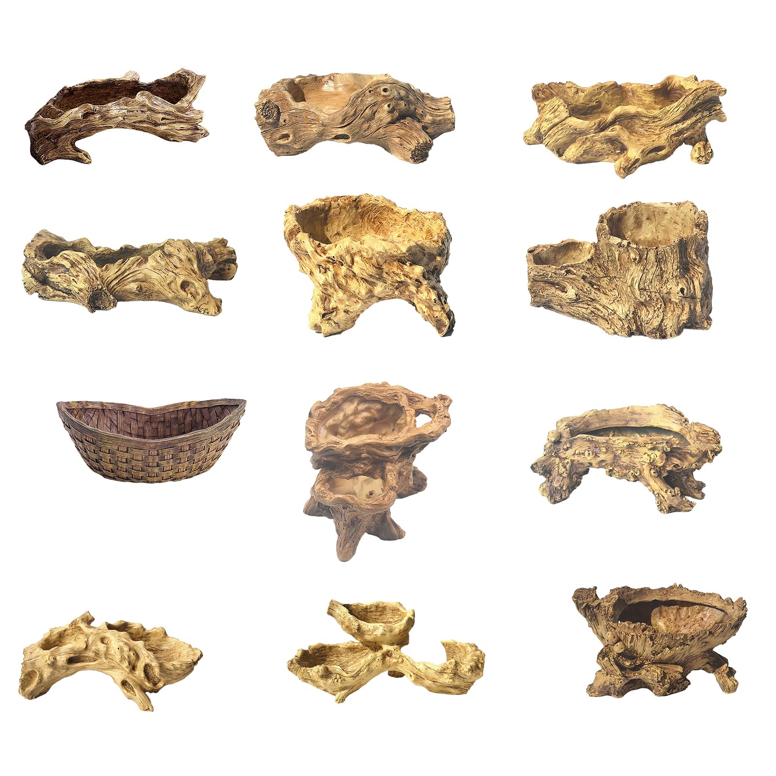PANGBOER Vasi da fiori decorativi in cemento con radice di albero naturale estetica per bonsai e appassionati di interni ed esterni, decorazione da giardino