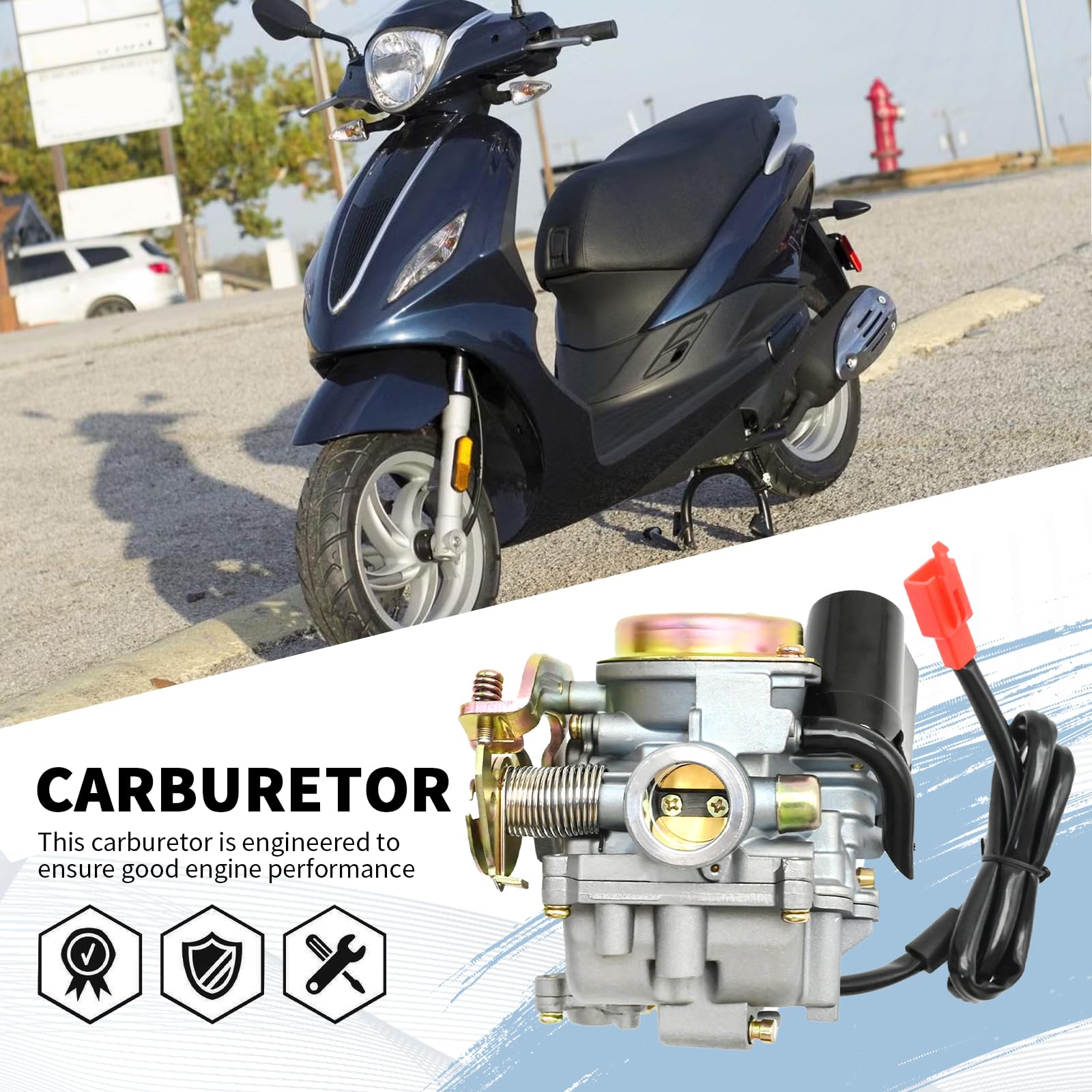 Carburatore 50cc 4T 4 tempi, ricambio per motori cinesi 50cc 4 tempi (GY6-139QMA/QMB), ricambio per Piaggio Fly Liberty Zip