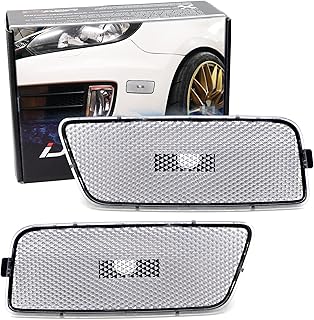 iJDMTOY Euro Clear/White Lens Front Bumper Side Marker Light Housing Replacements Compatible With Volkswagen: 2010-2014 MK6 GTI, Replace OEM Amber Sidemarker Lamps