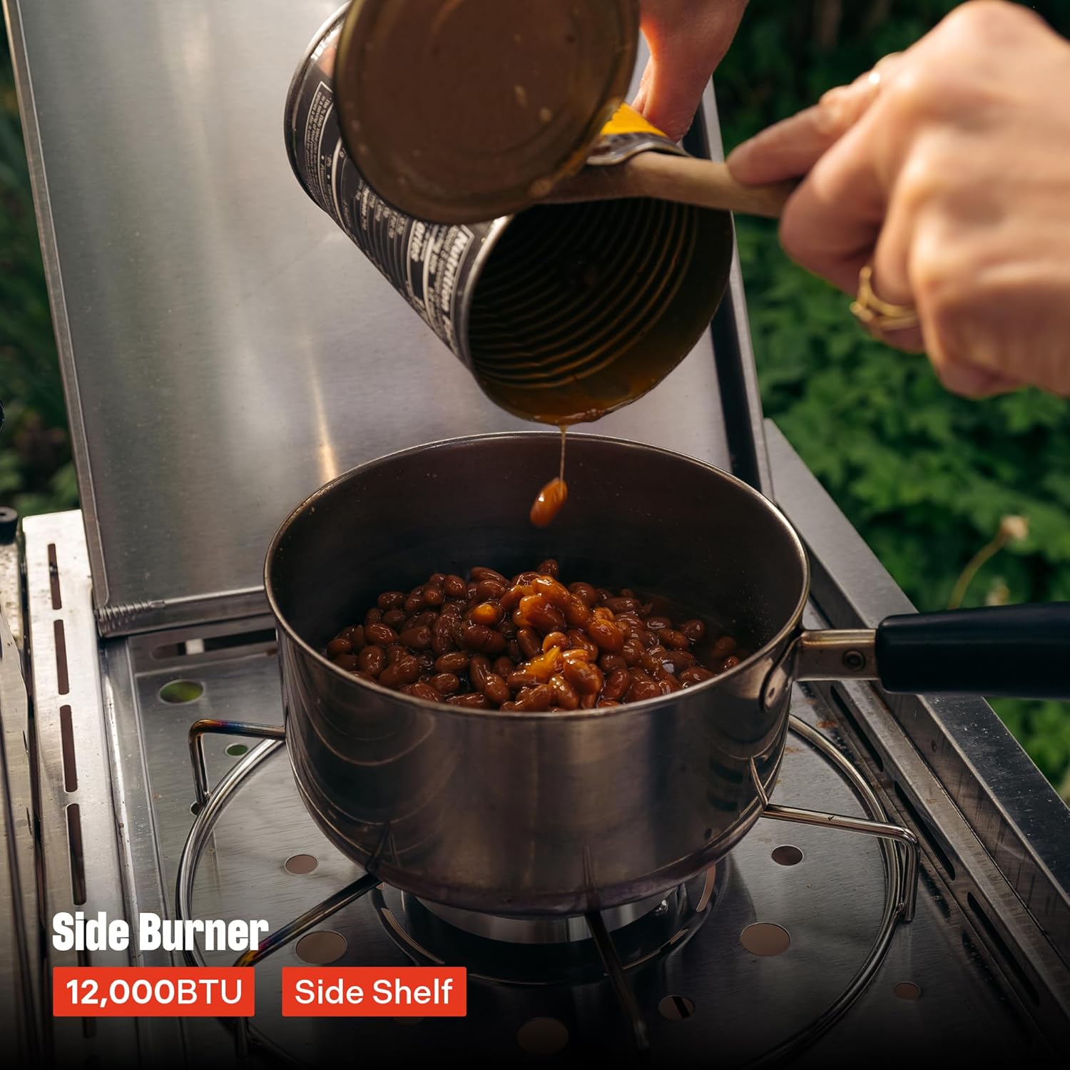 Monument Grills Larger Convertible 4 Burner Natural Gas Grill Stainless Steel Cabinet Style Propane Grills, LED Controls,Side Burner(Without Conversion Kit)