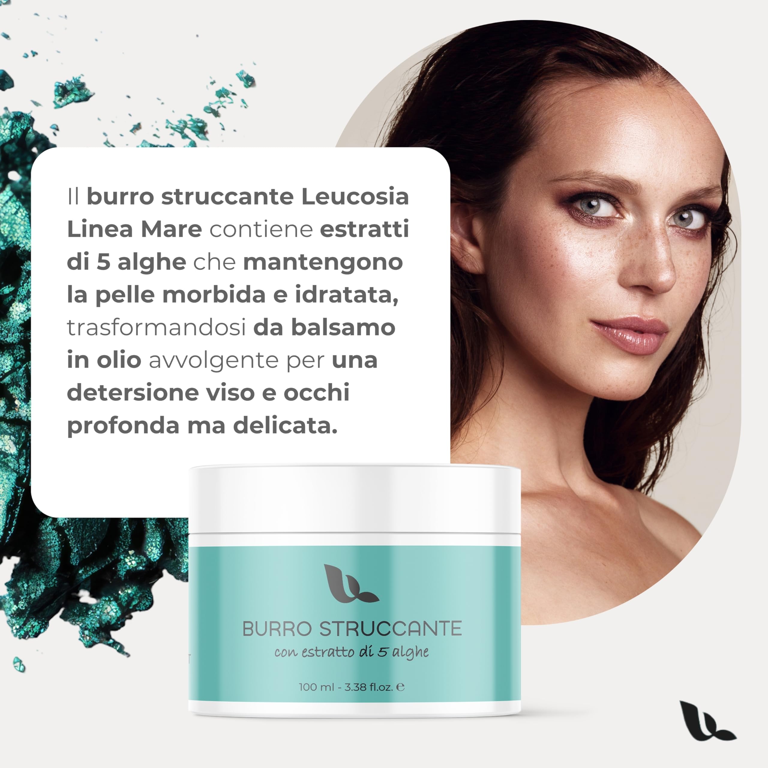 Balsamo Struccante da Viaggio Con Estratto Di 5 Alghe 100ml Burro Struccante Waterproof Rimuove Impurità, Sebo in Eccesso e SPF Skincare Coreana con Oli, Burri Naturali Cleansing Balm, Estratti Marini