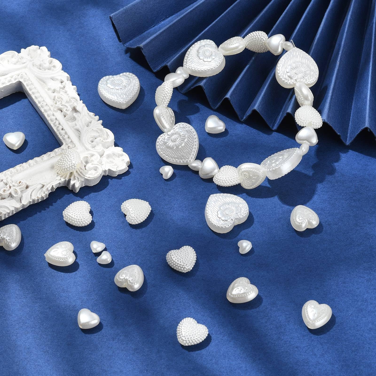 Juexica 500 Pcs Imitation Pearl Beads - Star Heart Flower Bow Beads For Jewelry Making, DIY Crafts, Bracelets, Necklaces