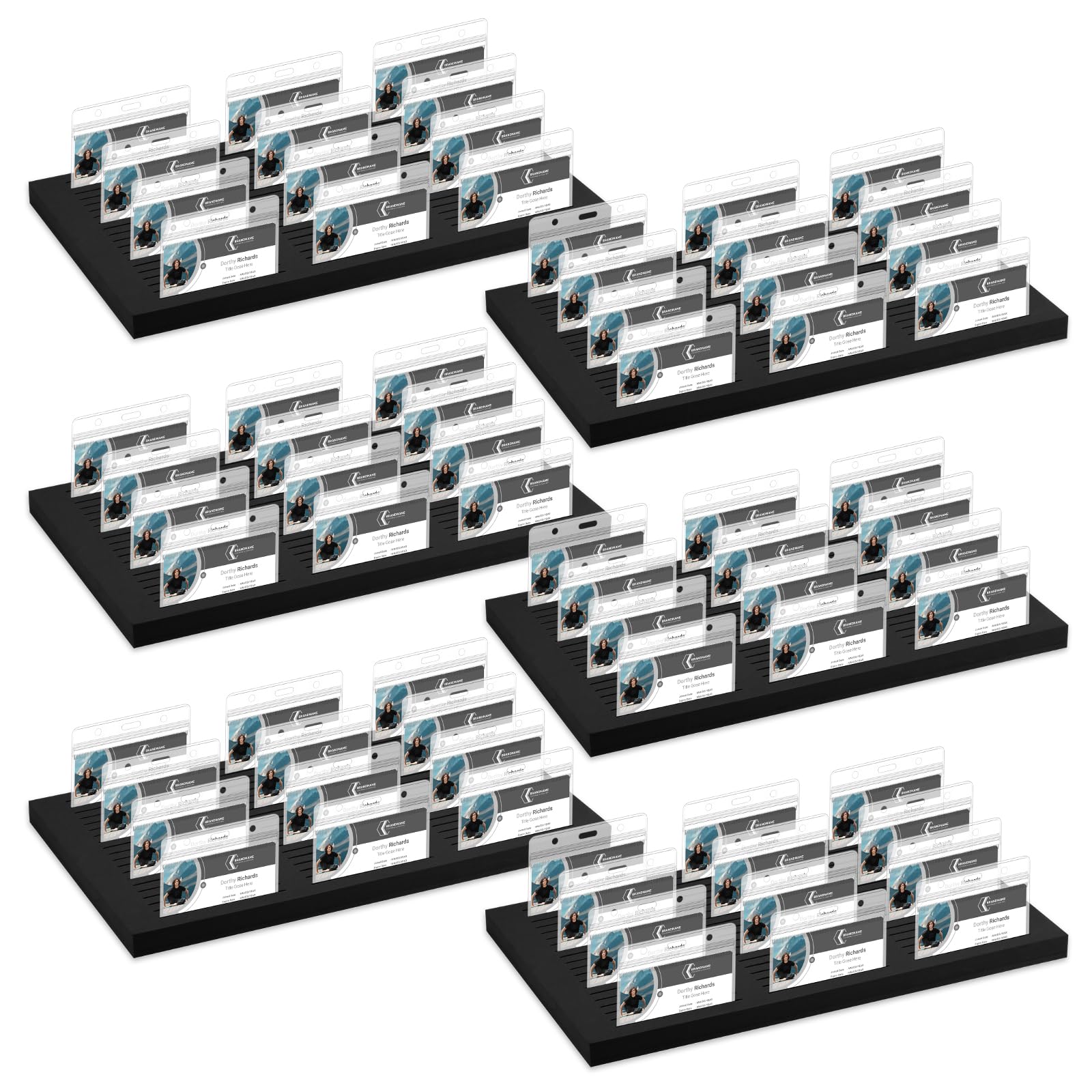 6 Pack of 360 Slots Black Foam Name Badge Holder Name Badge Organizer Tray Organizer Name Badge Display Desktop ID Card Sign Organizer for Desk Office School(6, Black) — image 1