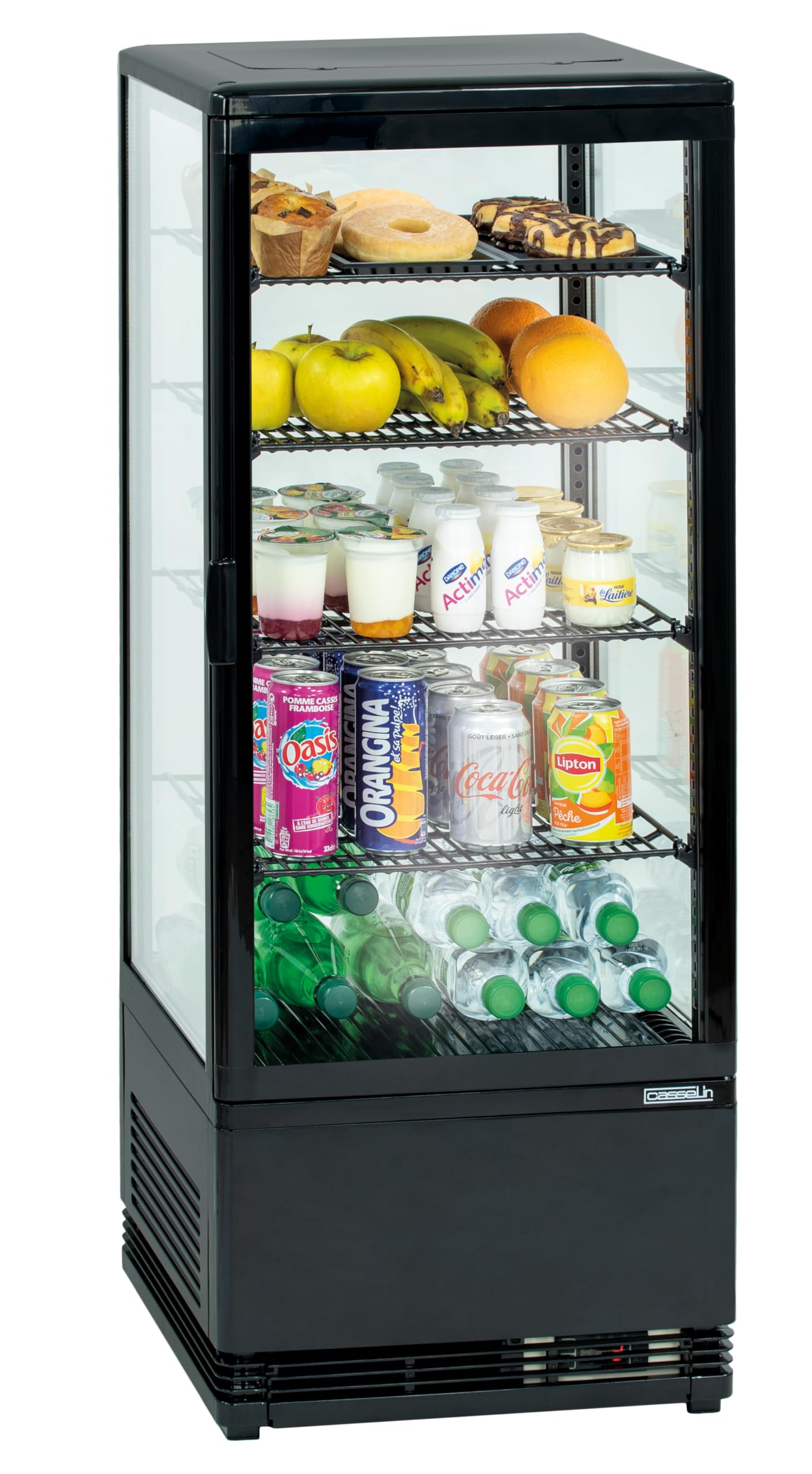 Casselin CVR58LN - Mini vitrina refrigerada positiva 58L, color negro