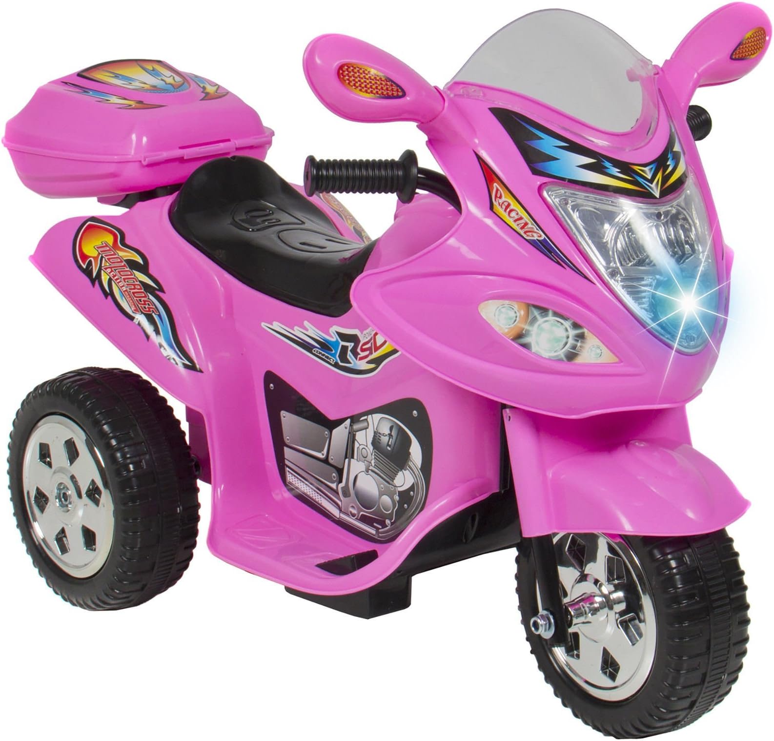 Golden Banana Kids Ride On Motorcycle 6V Toy Battery Powered Electric 3 Wheel Power Bicyle, Durable Plastic Body Design, Recommend for 18 Months-4 Years (Pink)