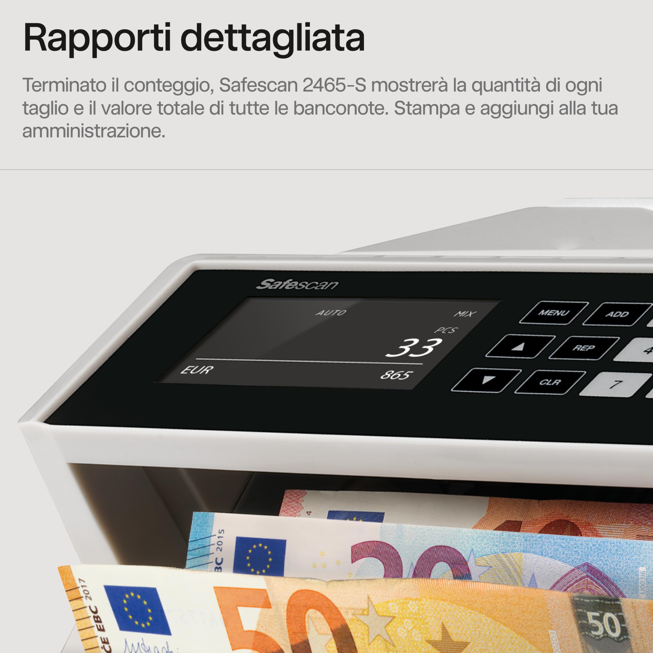 Safescan 2465 S contabanconote che conta banconote miste euro Contabanconote con verifica banconote a 7 punti Contabanconote ordinate per tutte le banconote