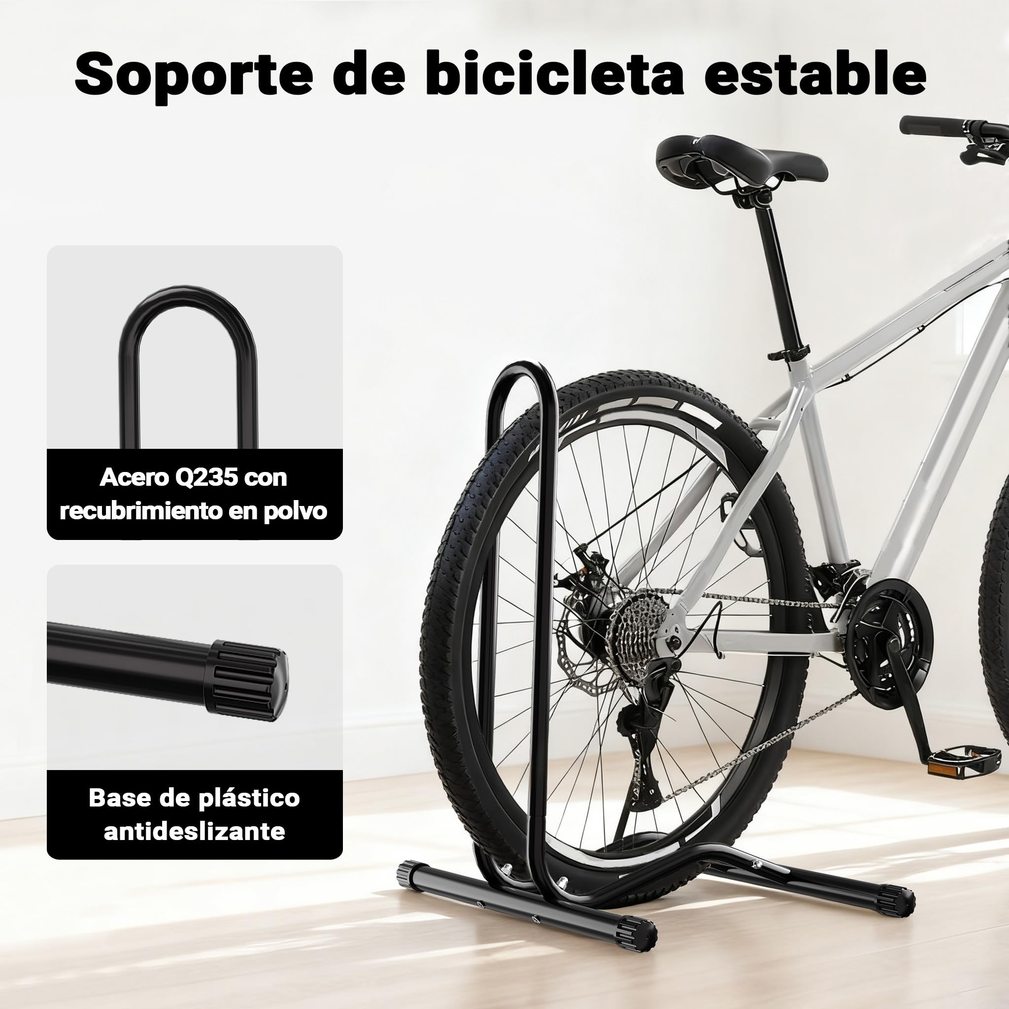 Soporte para aparcar Bicicletas portátil Suelo para 1 Bicicleta Ancho de neumáticos 60mm