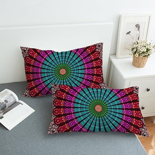 Miniatura 8 de Fundas de almohada de mandala bohemio, 2 piezas, estampado floral, estampado de cachemira, indio, hippie, cuadrado, ropa de cama