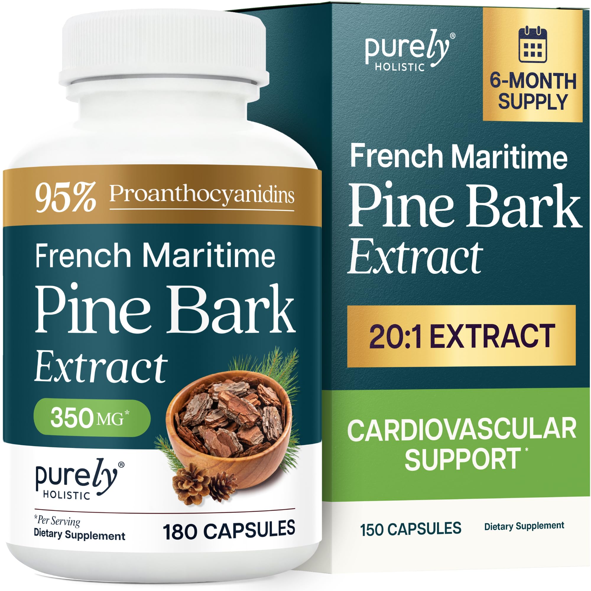 French Maritime Pine Bark Extract Capsules, 95% Proanthocyanidins, Vegan