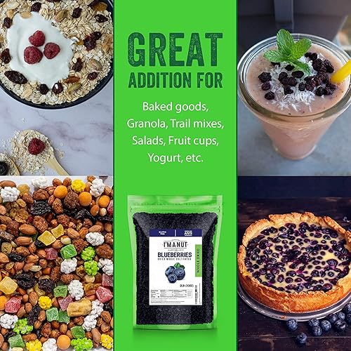 Arándanos secos de 1 libra, enteros, cultivados, bolsa resellable, ideal para ensaladas, mezclas, cocinar y hornear