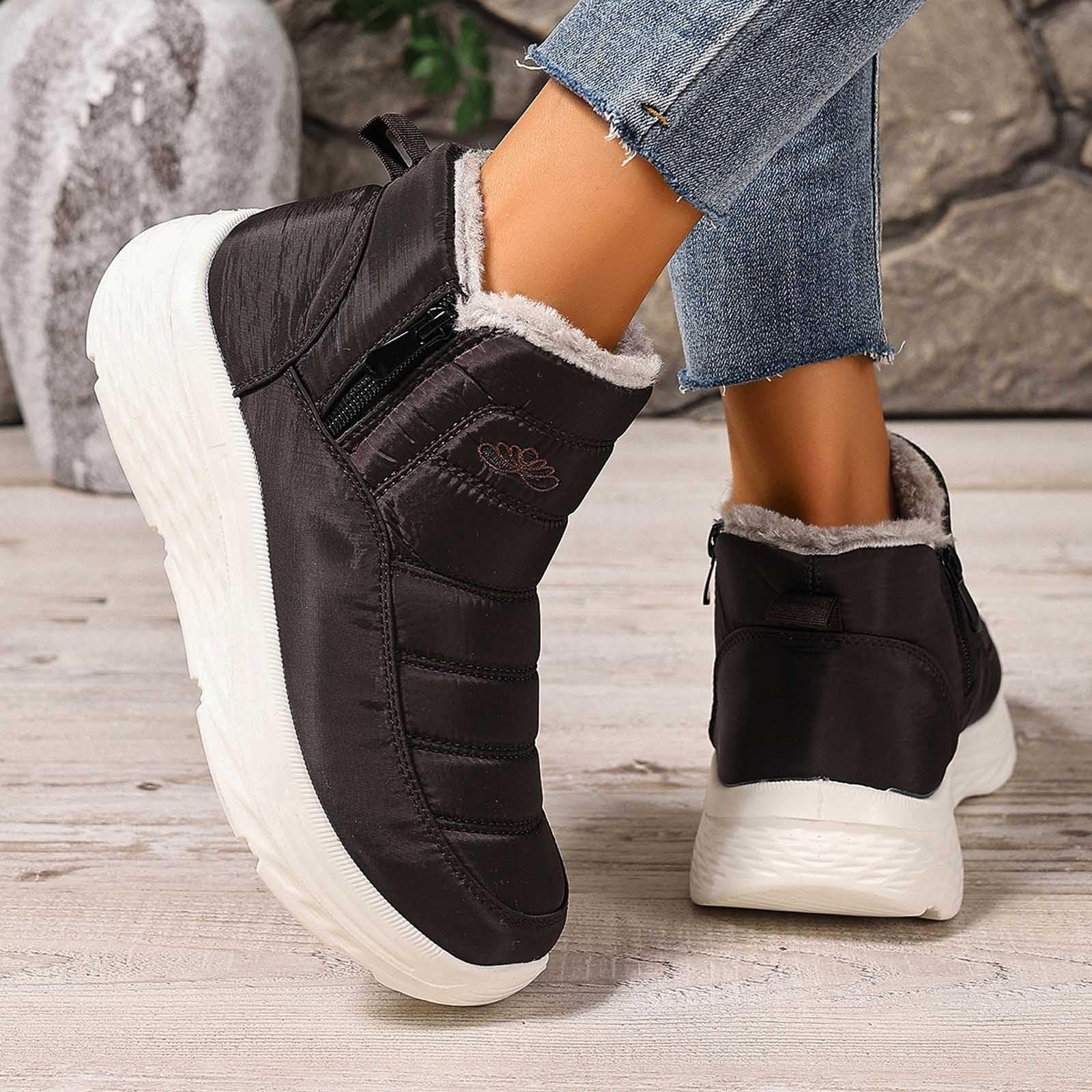 Apres Ski Femme Bottes De Neige Fourrées Apres-Ski Bottines Chaussures D'hiver Hiver Pour Snow Boots Chaudes Botte Bottine Chaussure Randonnée Grand Froid Chaude Après Imperméable Glacia Barefoot